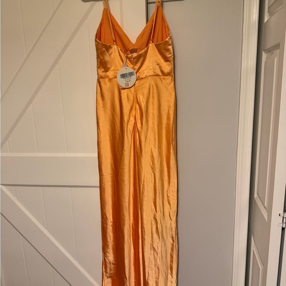 Welcome Spring Satin Maxi Dress Orange - Picture 4 of 4